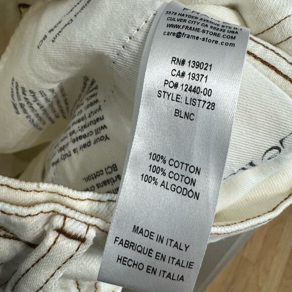 Frame Le Italien Straight Jeans High Rise Cream Rigid Denim Cream Preppy Sz 25 - Picture 14 of 15
